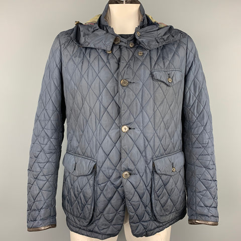 BARBOUR Limited Edition by TOKITO Size L Navy Quilted Poliammide Detachable Hood Jacket