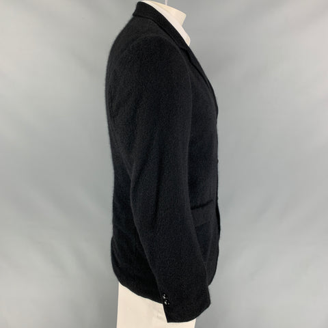 KIMINORI MORISHITA Size 42 Black Angora Notch Lapel Sport Coat