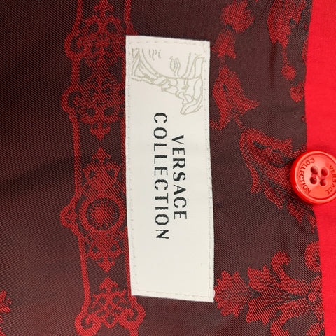 VERSACE COLLECTION Size 44 Red Cotton Notch Lapel Sport Coat