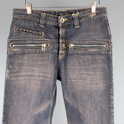 DAVID MAYER Taille 32 x 30 Jean en denim délavé indigo