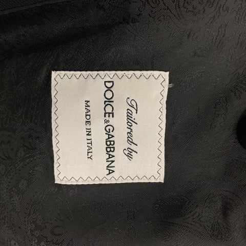 DOLCE & GABBANA Size 38 Black Applique Wool Blend Notch Lapel Sport Coat