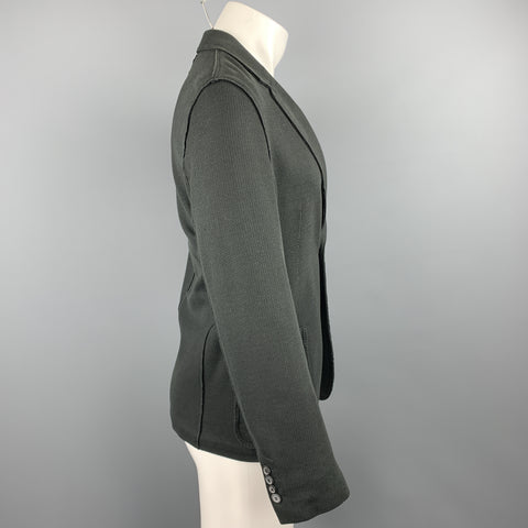 LANVIN Size 38 Charcoal Woven Cotton Notch Lapel Sport Coat