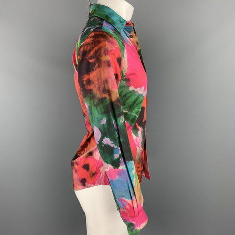 CÉRÉMONIE D’OUVERTURE Taille XS Chemise à manches longues boutonnée en coton imprimé multicolore
