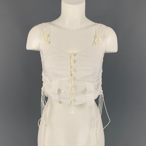 CHLOE Size 2 Off White Cotton Drawstring Casual Top