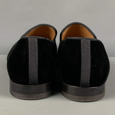 CHRISTIAN LOUBOUTIN Size 10 Black Gold Applique Velvet Slip On DandyBee Loafers