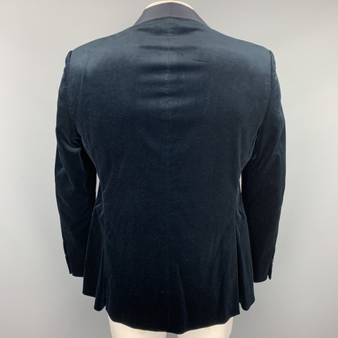 Z ZEGNA Size 44 Navy Velvet Shawl Collar Dinner Jacket Blazer