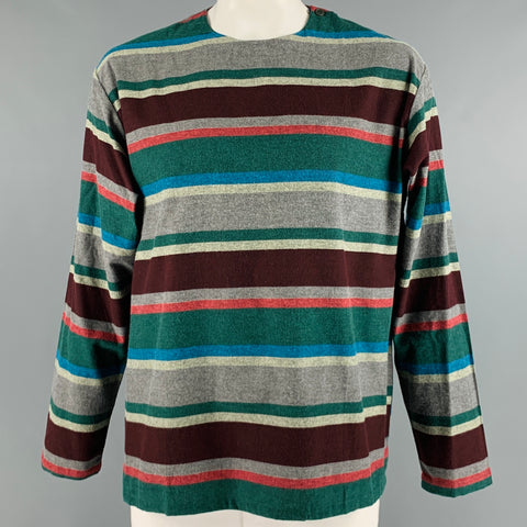 CLOT APPAREL Taille XL Pull en coton à rayures multicolores Chemise à manches longues