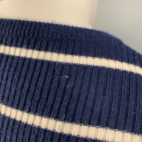 RALPH LAUREN Size S Navy White Stripe Crew-Neck Pullover