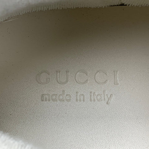 GUCCI Size 15 Off White Green Distressed Leather Crystal Screener Sneakers