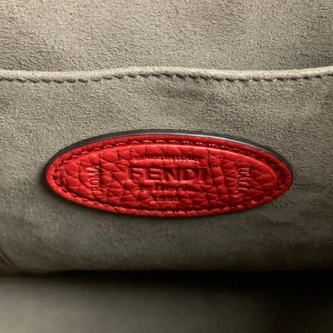 FENDI Red Pebble Grain Calfskin Leather Mon Tresor Bucket Bag