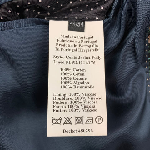 PS by PAUL SMITH Size 44 Black & Green Print Cotton Notch Lapel Sport Coat