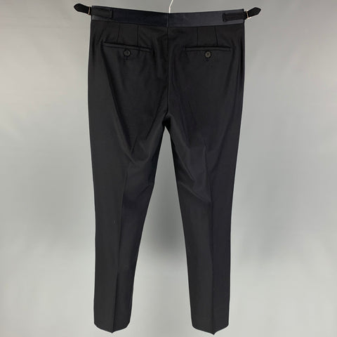 PAUL SMITH x BARNET'S NEW YORK Size 30 Black Wool / Mohair Tuxedo Dress Pants