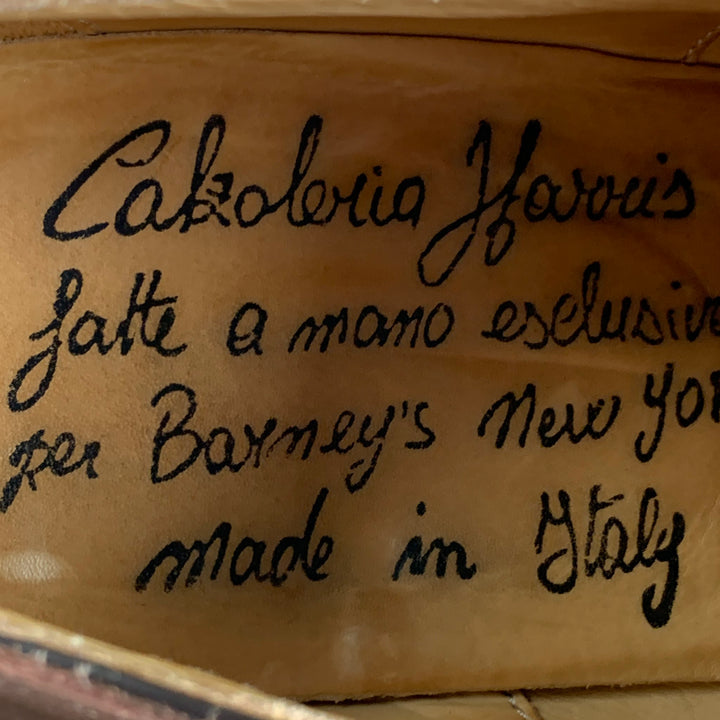 CALZOLERIA HARRIS x BARNEY'S NEW YORK Size 8.5 Bronze Distressed Leather Cap Toe Shoes