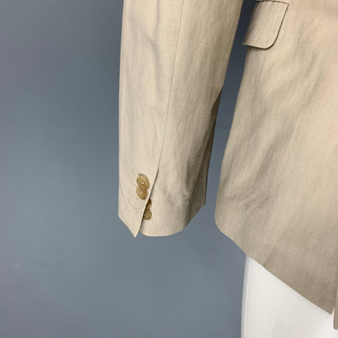 NEIL BARRETT Size 40 Khaki White Cotton / Linen Sport Coat