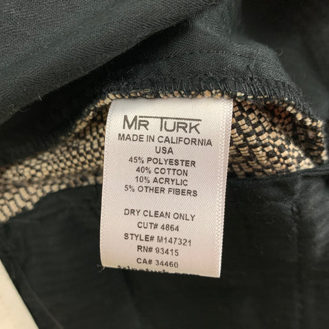MR TURK Size 32 Black Cream Textured Polyester Flat Front Dress Pants