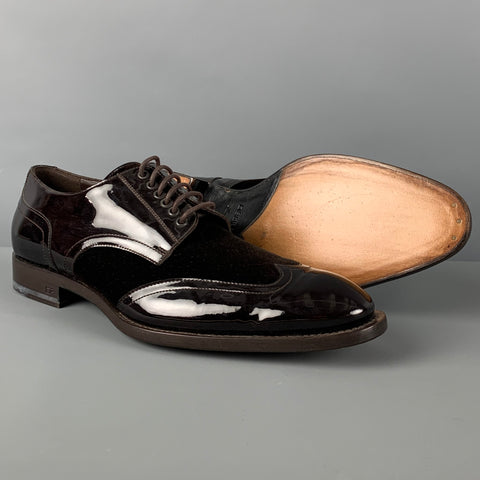 DSQUARED2 Chaussures à lacets en velours à bout d'aile marron en matériaux mélangés taille 9