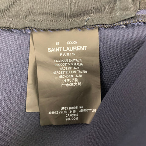 SAINT LAURENT Size 38 Navy Black Wool Tuxedo Dress Pants