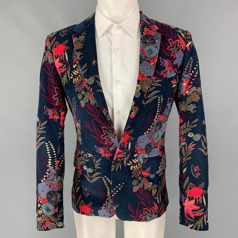 MARC by MARC JACOBS Size S Navy Multi-Color Print Cotton Sport Coat