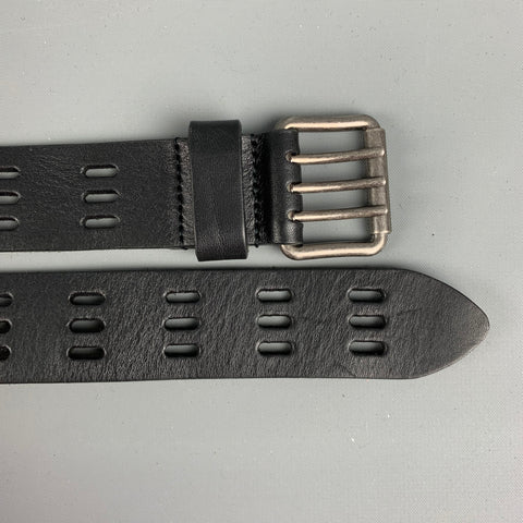SAINT LAURENT Ceinture en cuir perforé noir taille 36