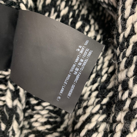 SAINT LAURENT Size S Black White Wool Donegal Turtleneck Sweater