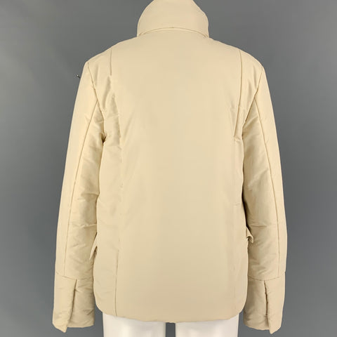 JIL SANDER Size 6 Cream Cotton Blend Hidden Hood Jacket