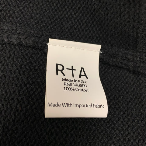 R t A Talla S Cárdigan con frente abierto y tachuelas de algodón negro plateado