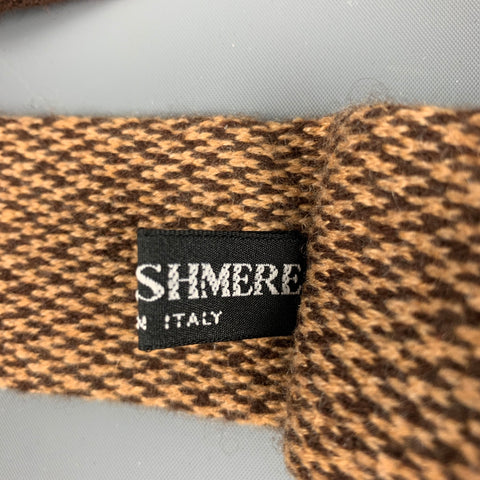BERGDORF GOODMAN Brown Beige Woven Cashmere Tie