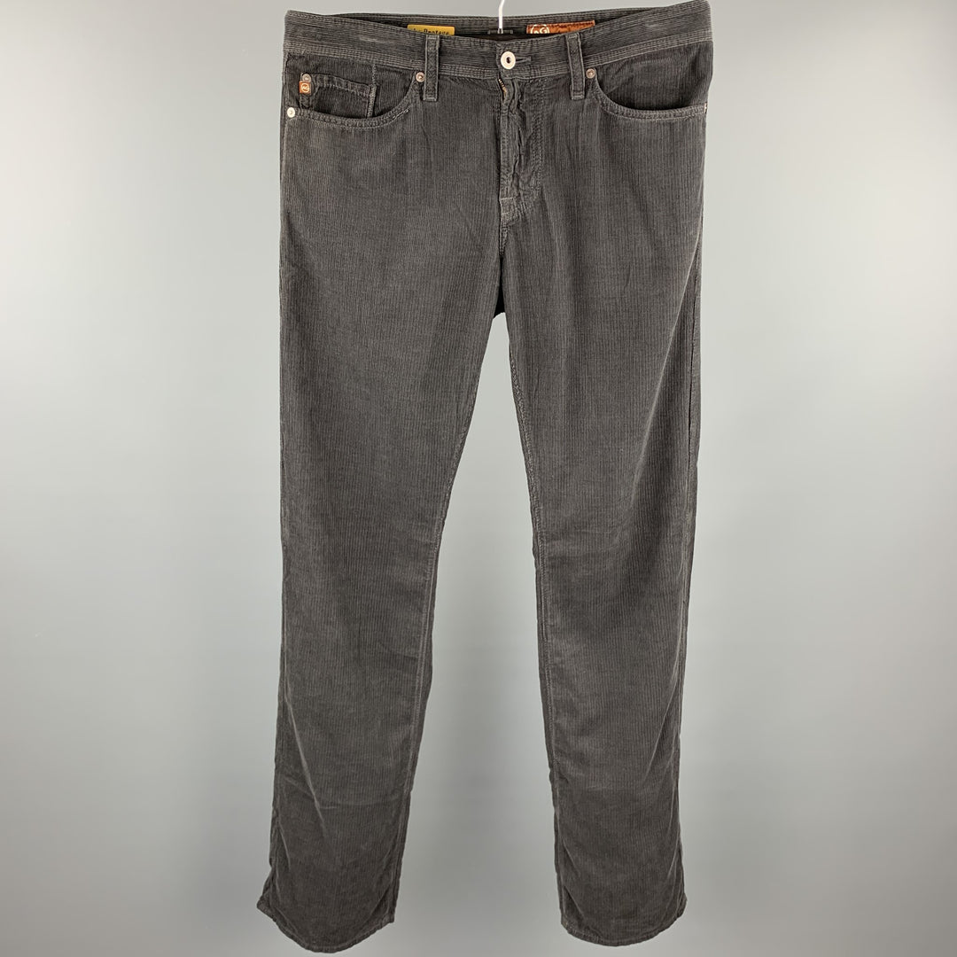 ADRIANO GOLDSCHMIED Taille 32 Pantalon décontracté en coton Pima gris avec braguette zippée