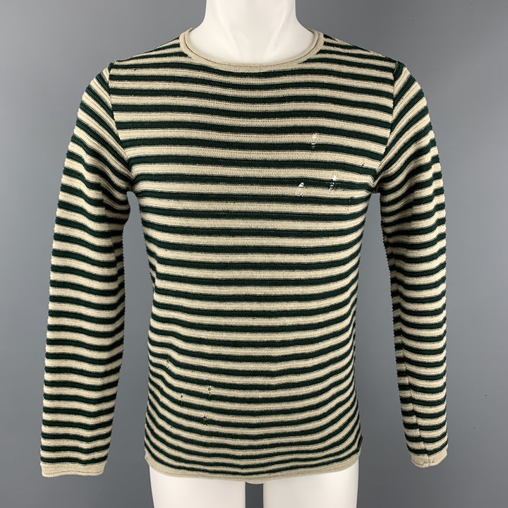 WHY NOT BRAND Size S Taupe Stripe Cotton / Acrylic Boat Neck Pullover Sweater