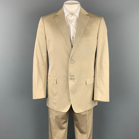 Z ZEGNA City Size 44 Regular Khaki Cotton / Silk Notch Lapel Suit