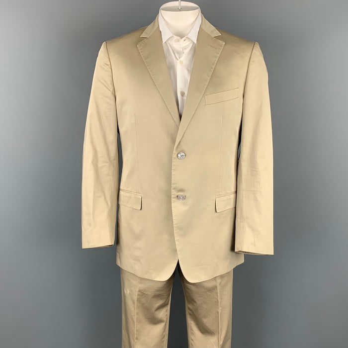 Z ZEGNA City Size 44 Regular Khaki Cotton / Silk Notch Lapel Suit