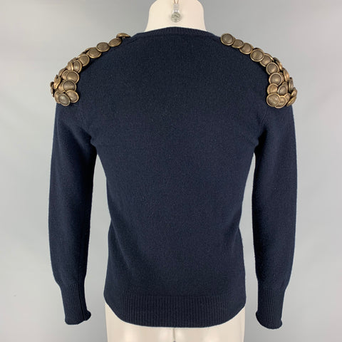 BURBERRY PRORSUM Fall Winter 2010 Size S Navy Knitted Wool Crew-Neck Sweater