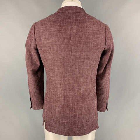 BRILLA Size 34 Burgundy & Pink Woven Single Breasted Sport Coat