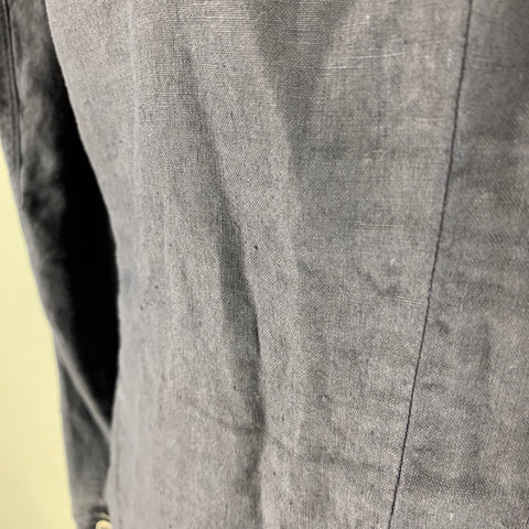 120% LINO Size 46 Navy Linen Notch Lapel Sport Coat