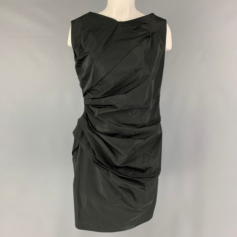 PORTS 1961 Size 10 Black Polyamide Polyester Ruched Sleeveless Cocktail Dress