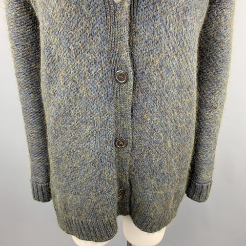 JIL SANDER Size 10 Blue & Green Cashmere Blend Chunky Oversized Cardigan