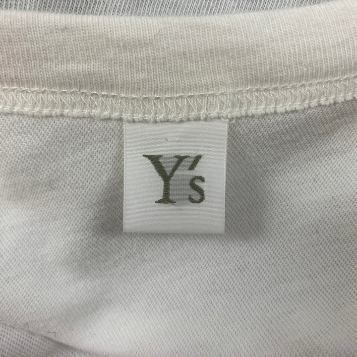Y's by YOHJI YAMAMOTO Size M White Black Color Block Cotton Crew-Neck Tank Top