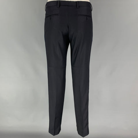 CALVIN KLEIN COLLECTION Size 38 Black Wool Peak Lapel Tuxedo Suit