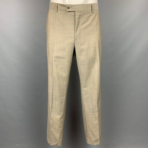 JOHN VARVATOS Size 42 Oatmeal Heather Wool / Mohair Notch Lapel Suit