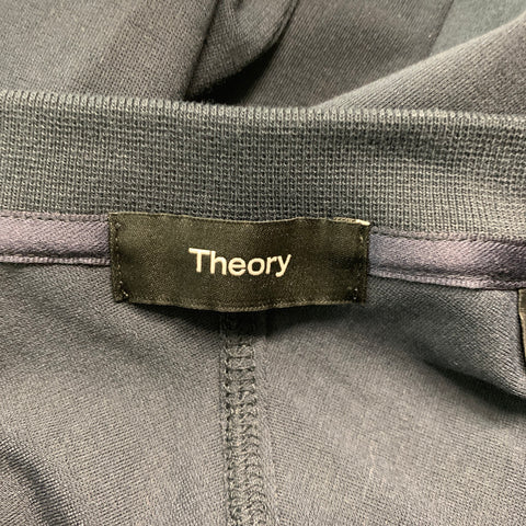 THEORY Size XXL Navy Viscose Blend Crew-Neck Pullover