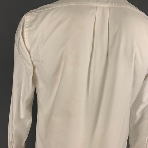 BROOKS BROTHERS Size L White Pleated Cotton Oxford Long Sleeve Shirt