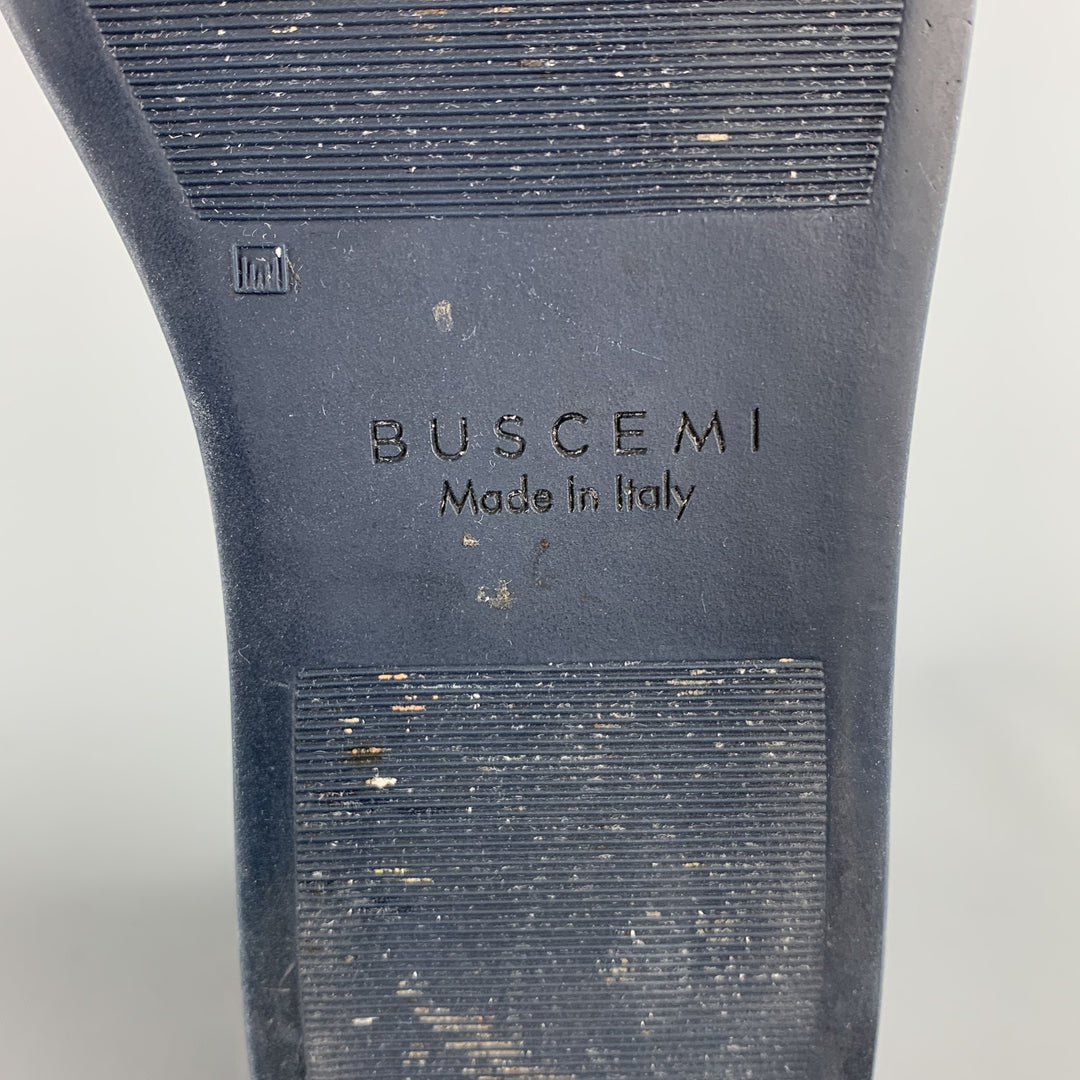 BUSCEMI Size 8 Navy Leather High Top Lace Up Sneakers