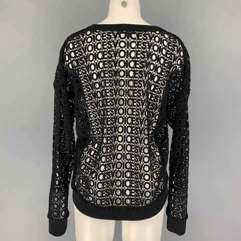 EACH OTHER x Robert Montgomery Size S Black Cotton See Through Long Sleeve Casual Top