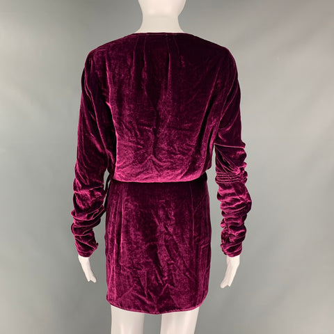 ATTICO Size S Burgundy Viscose  Silk Velvet Mini Dress