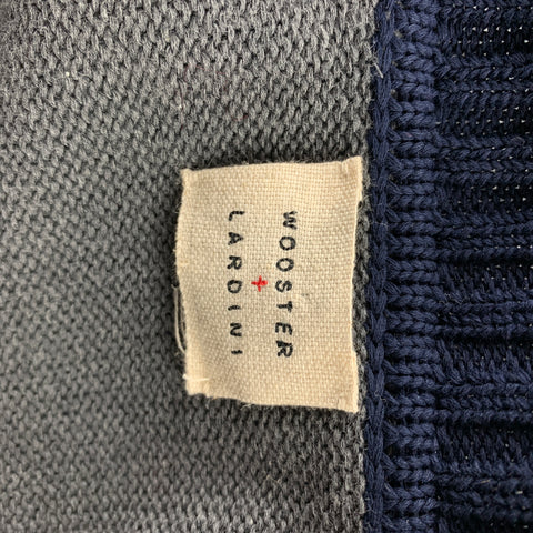 WOOSTER + LARDINI Talla M Cárdigan de algodón con bloques de color azul marino y crema