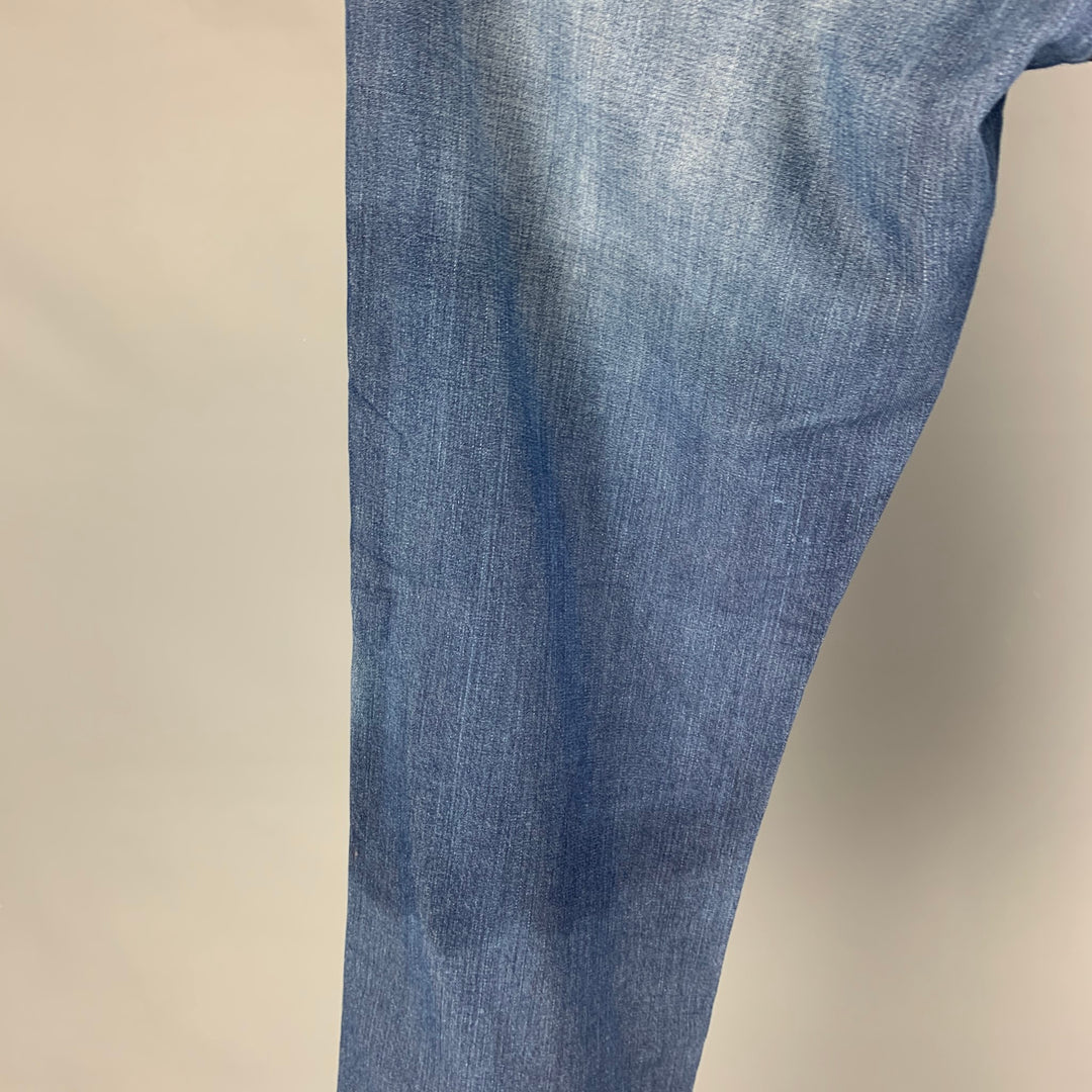 BRUNELLO CUCINELLI Size 34 Blue Washed Cotton Button Fly Jeans