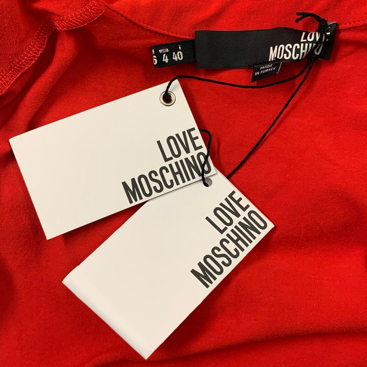 LOVE MOSCHINO Taille 4 Rouge Noir Coton / Élasthanne Poches à volants Blouse boutonnée