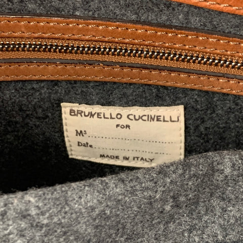 BRUNELLO CUCINELLI Bolso tote de piel de becerro de mezcla de pieles coñac
