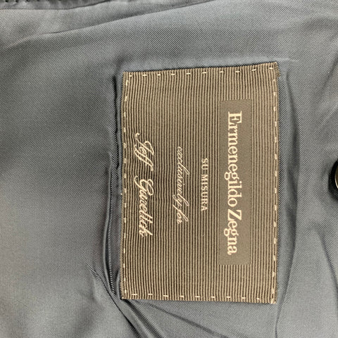 ERMENEGILDO ZEGNA Size 40 Navy Wool Peak Lapel Double Breasted Sport Coat
