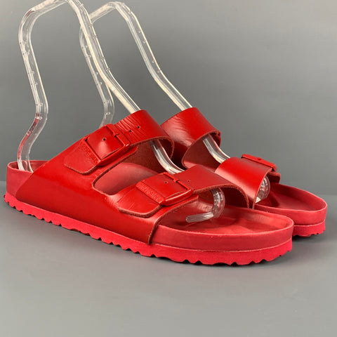VALENTINO x BIRKENSTOCK Size 12 Red Leather Buckle Sandals